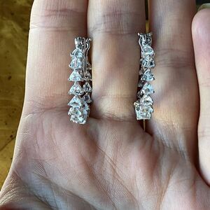 Natural White Topaz Sterling Silver Hoop Earrings